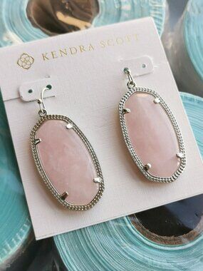 Kendra Scott Elle Rose Quartz Drop Earrings Silver